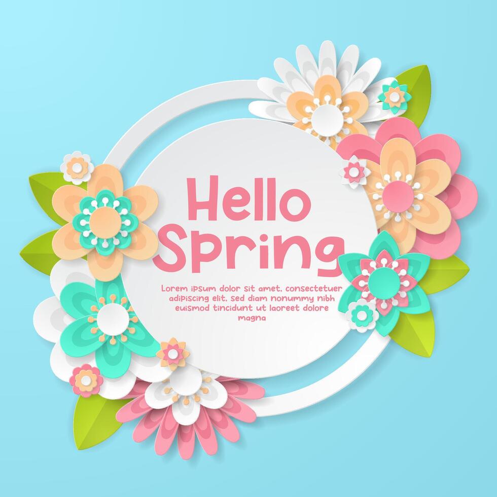 Spring Background template with beautiful colorful flowers. vector
