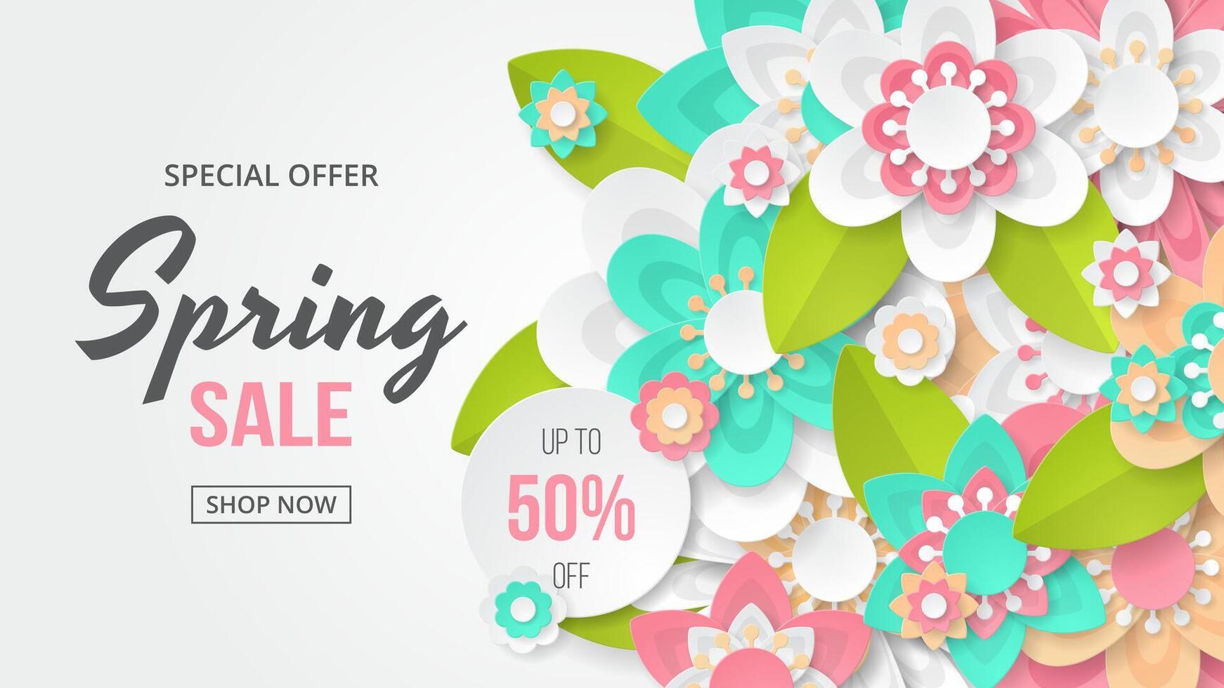Spring Background template with beautiful colorful flowers. vector