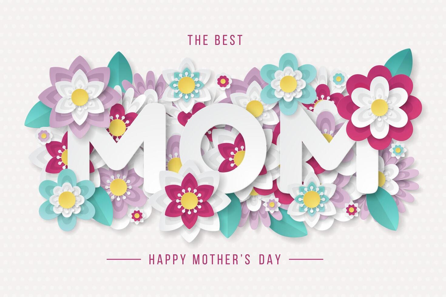 Mother's day background template with beautiful colorful flowers. vector