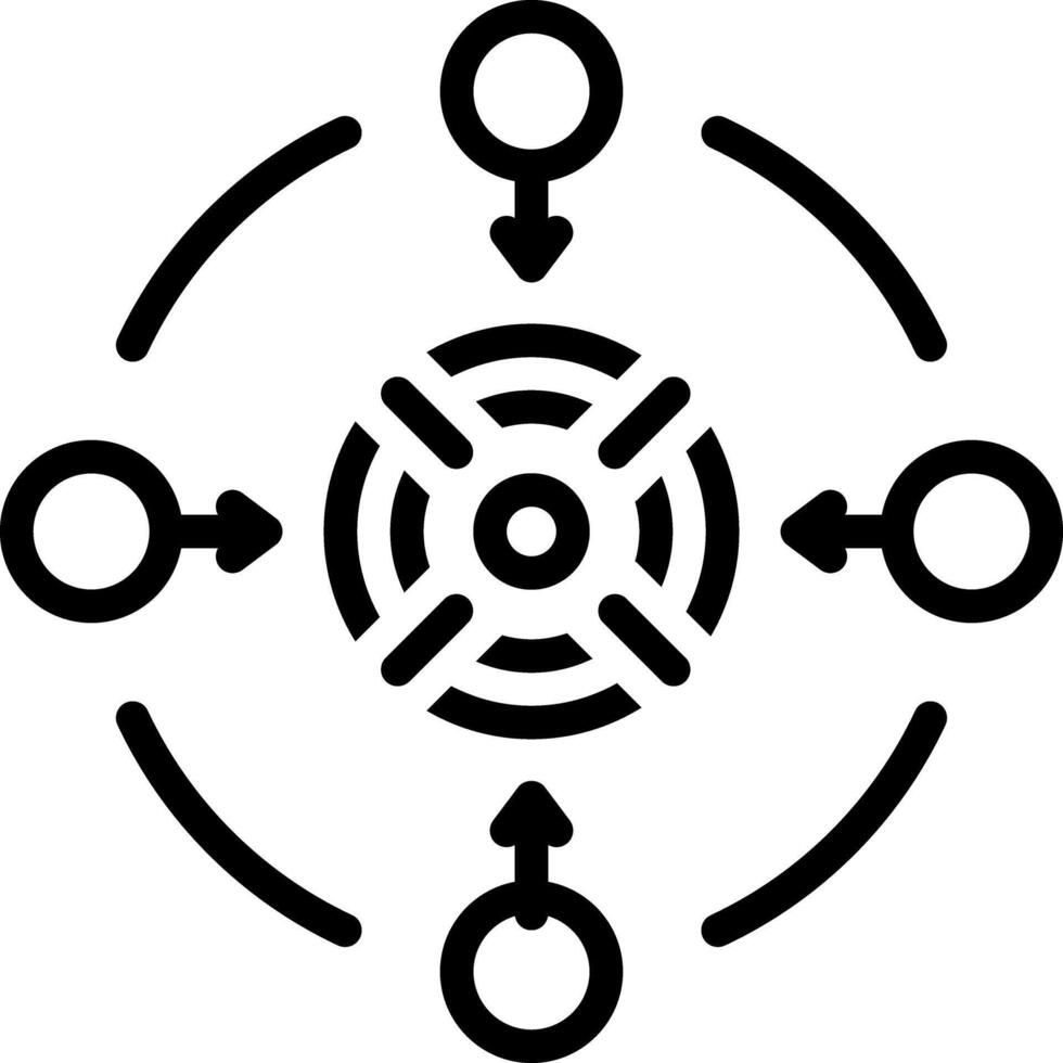 Black line icon for target vector