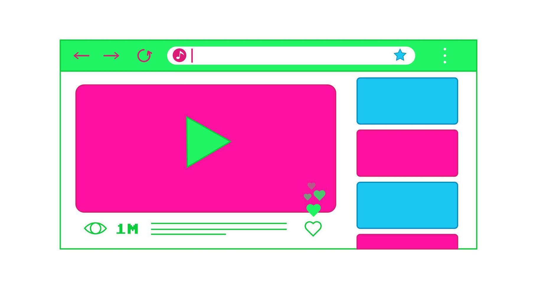 Web browser window with player. Watching s in the browser. illustration vector