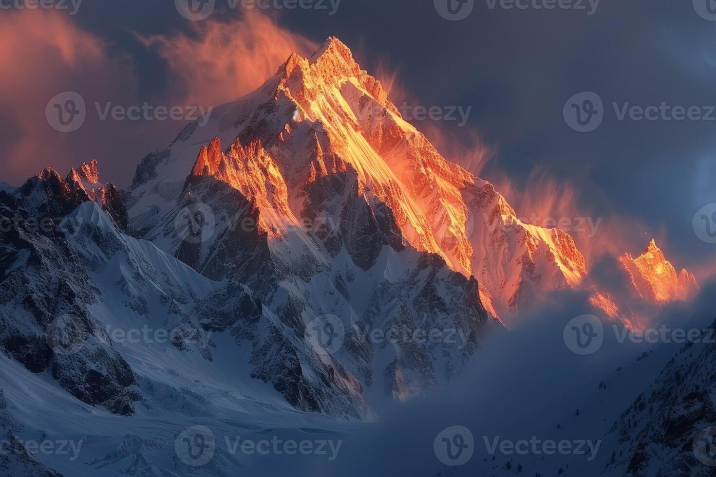 Snow-covered Mountain Beneath Cloudy Sky photo