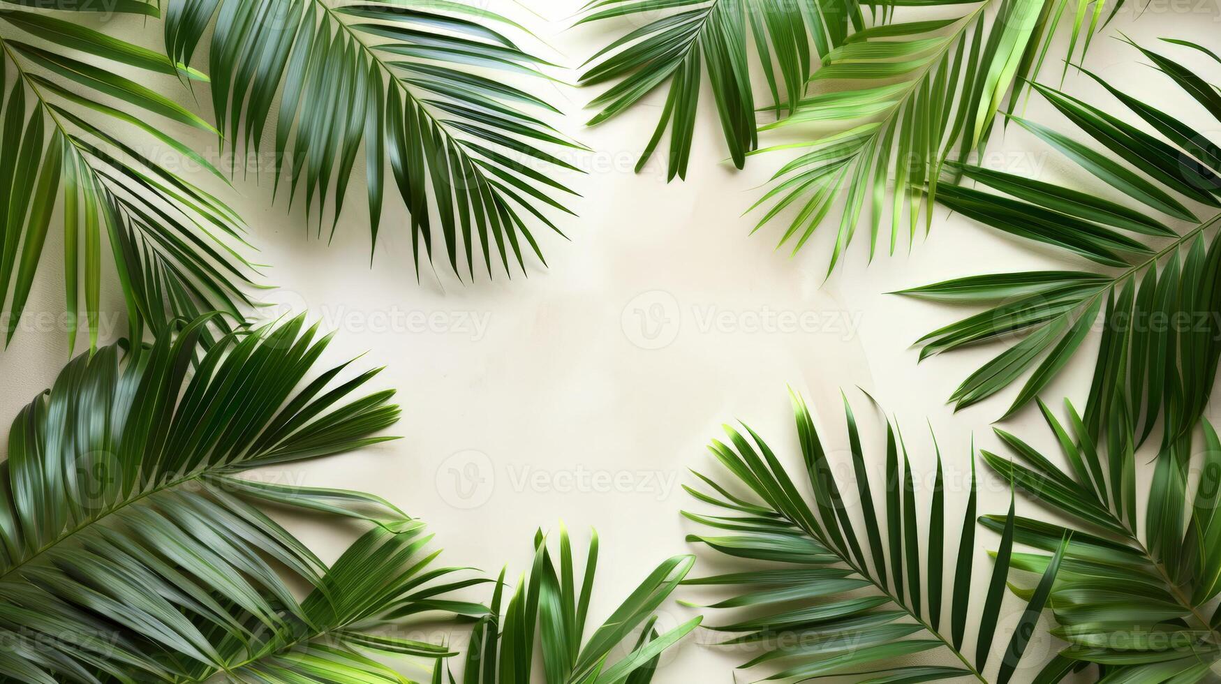 Cluster of Green Palm Leaves on White Background photo