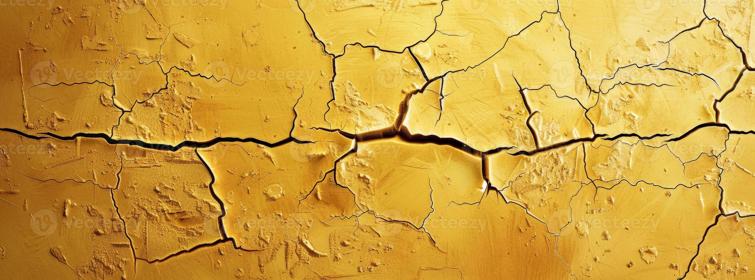 Cracked Yellow Surface With Deep Cracks photo