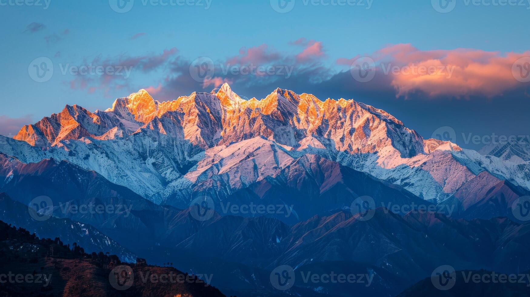 Majestic Mountain Range at Sunset photo