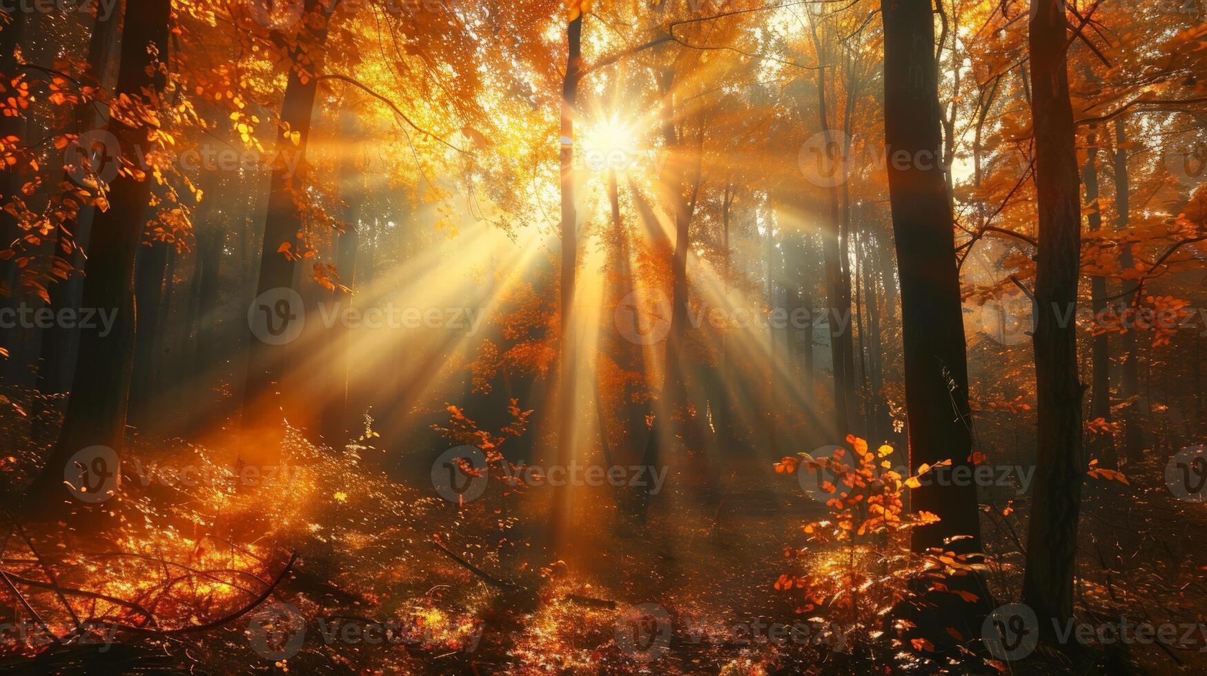 Sunlit Forest Filled With Trees photo