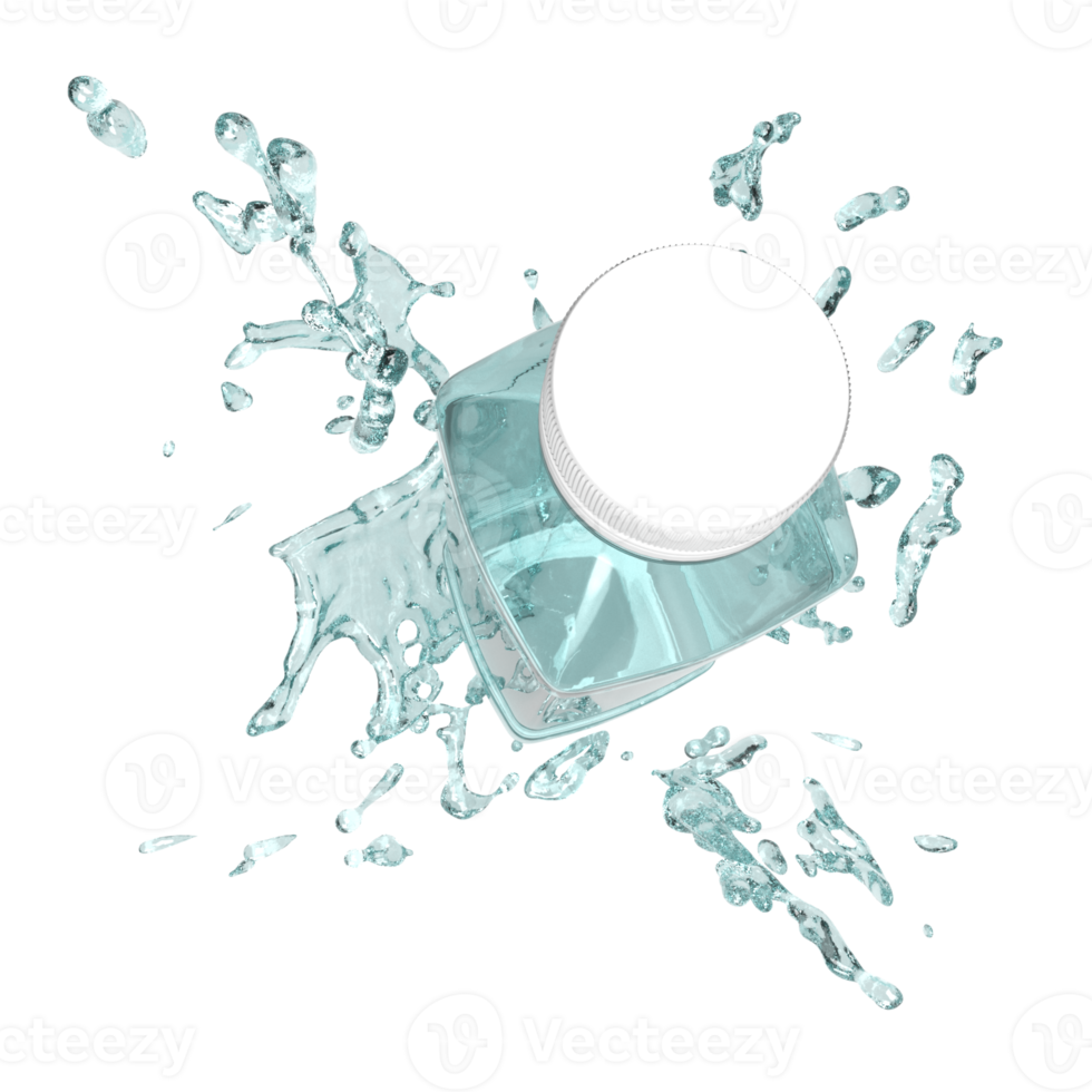 de flaska och vatten stänk för dryck eller reklam begrepp 3d tolkning. png