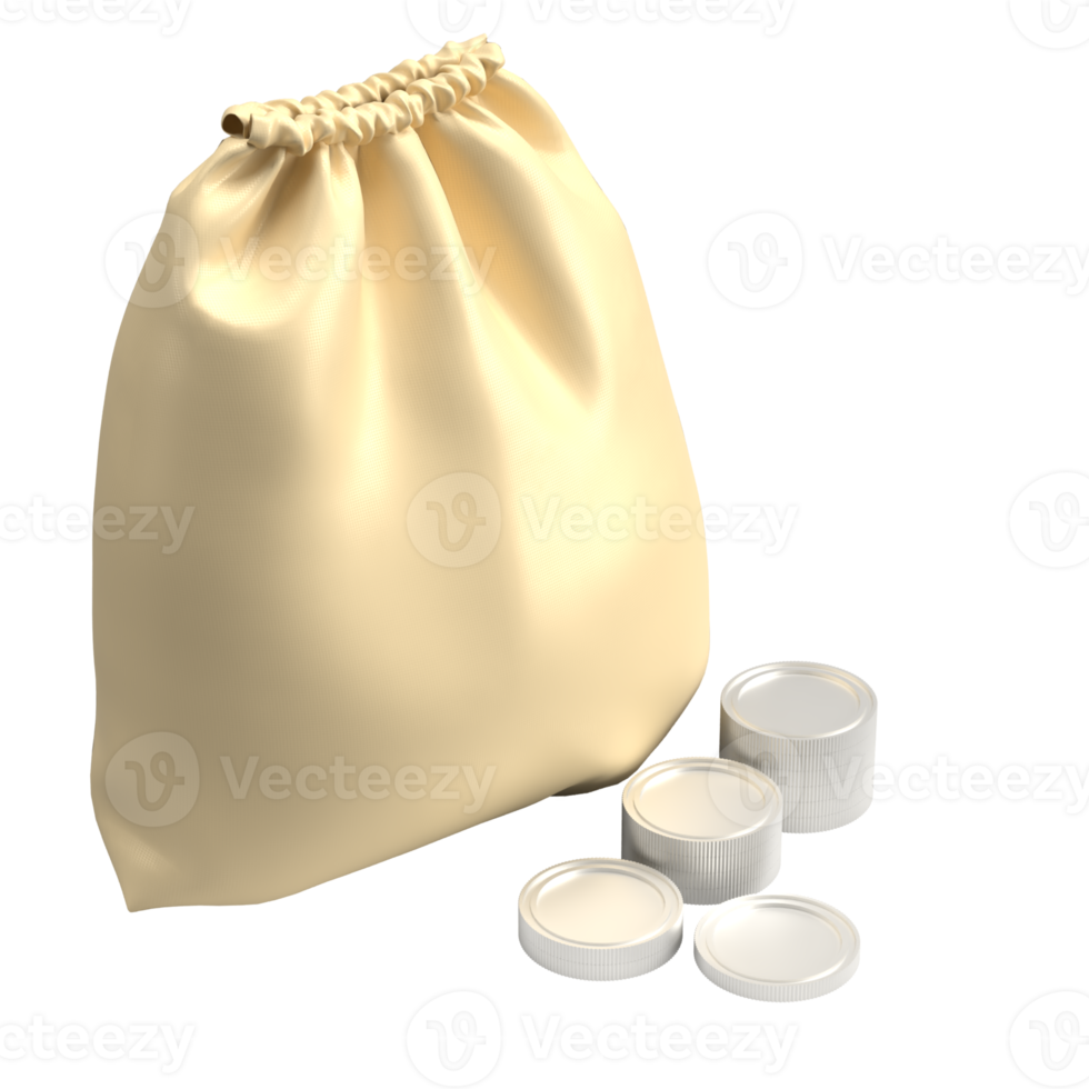 The Bag and coins for Business concept 3d rendering. png