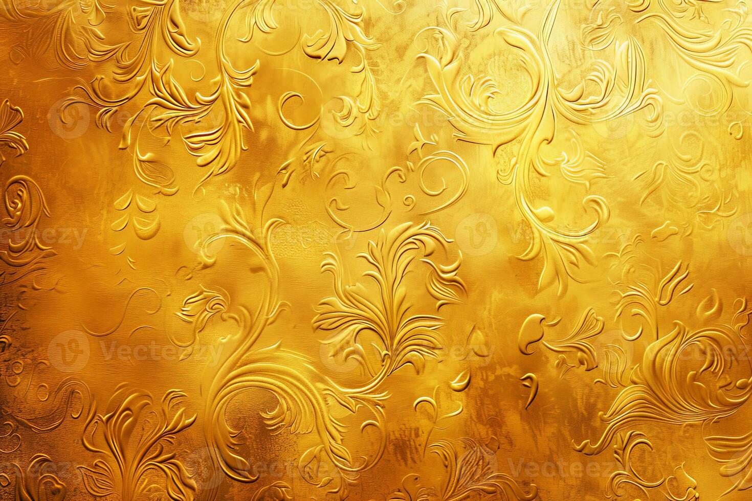 Elegant Gold Background With Swirls and Leaves photo