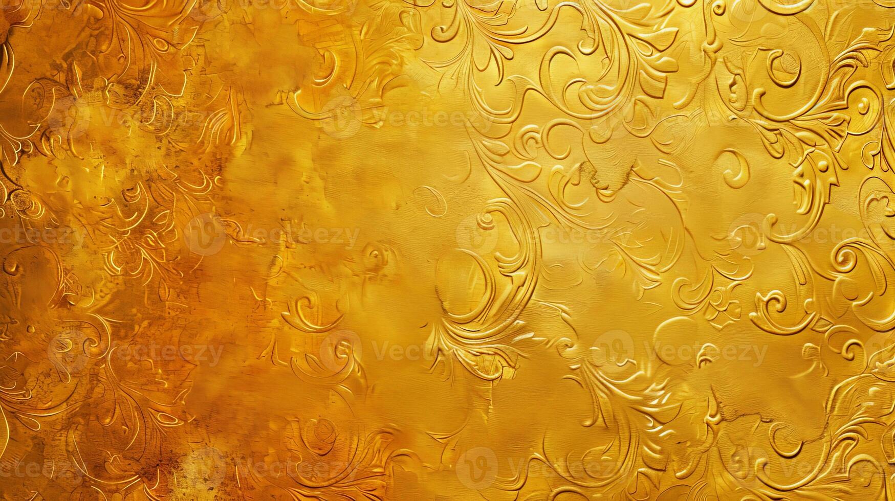 Gold Background With Swirls and Leaves photo