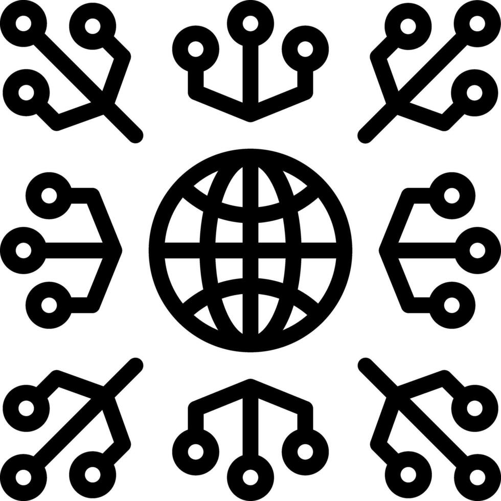Black line icon for network vector
