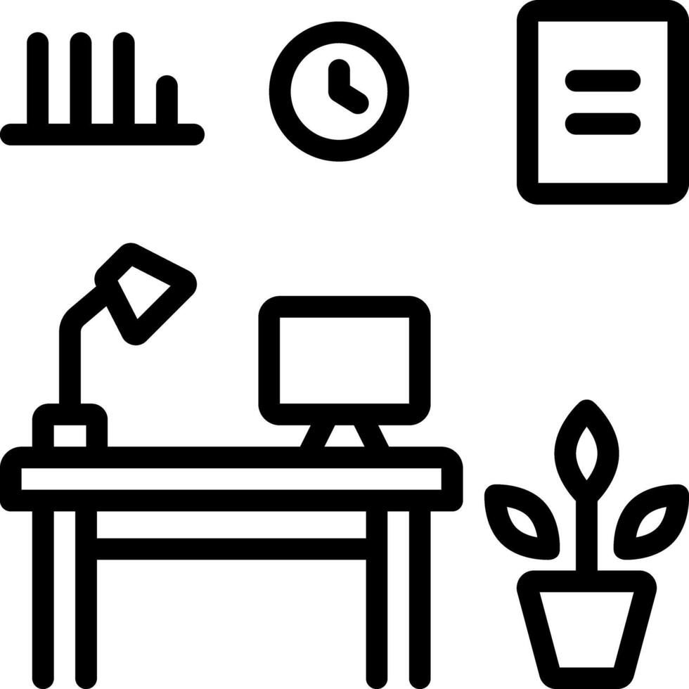 Black line icon for home office vector