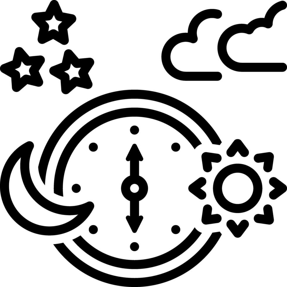 Black line icon for time zone vector