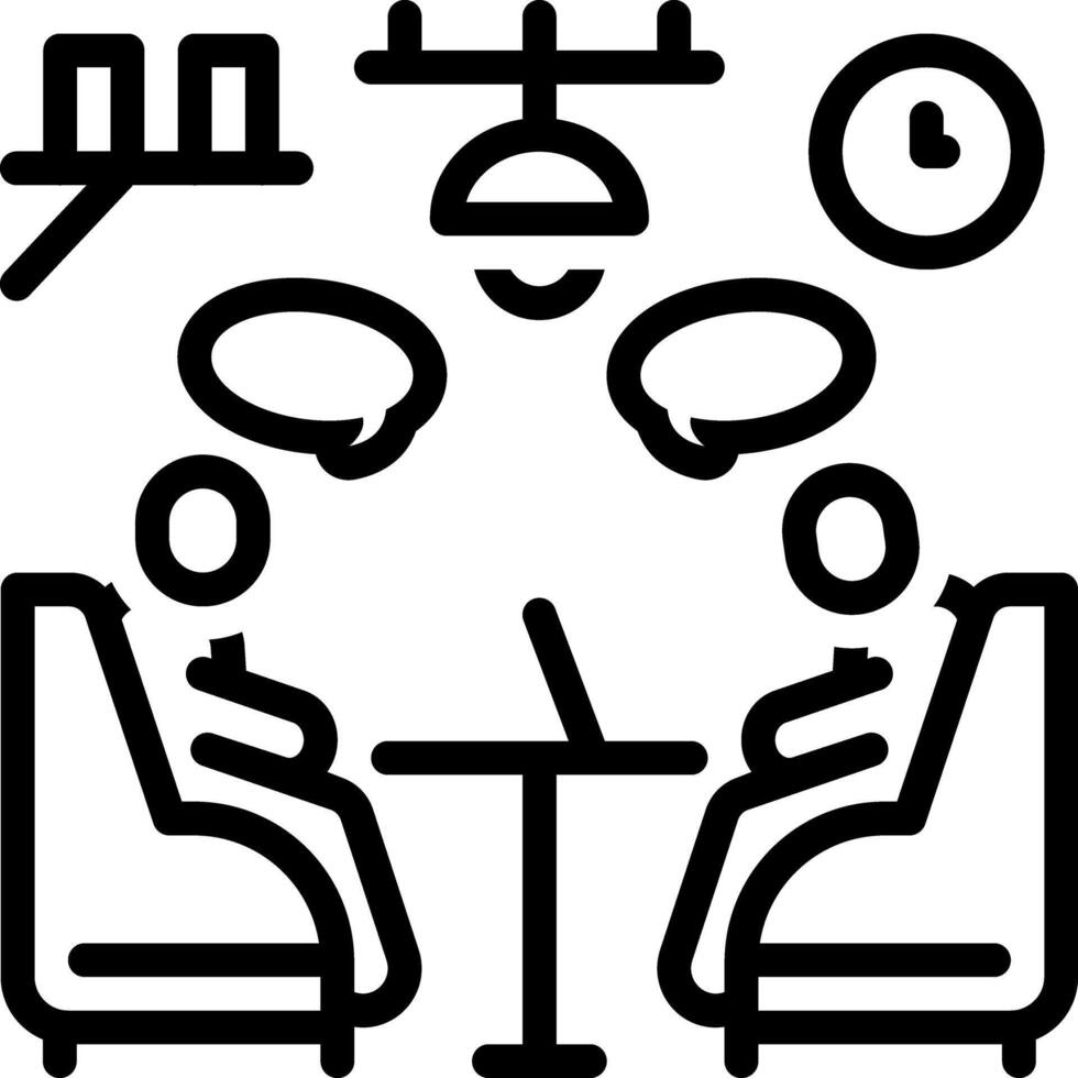 Black line icon for discussed vector