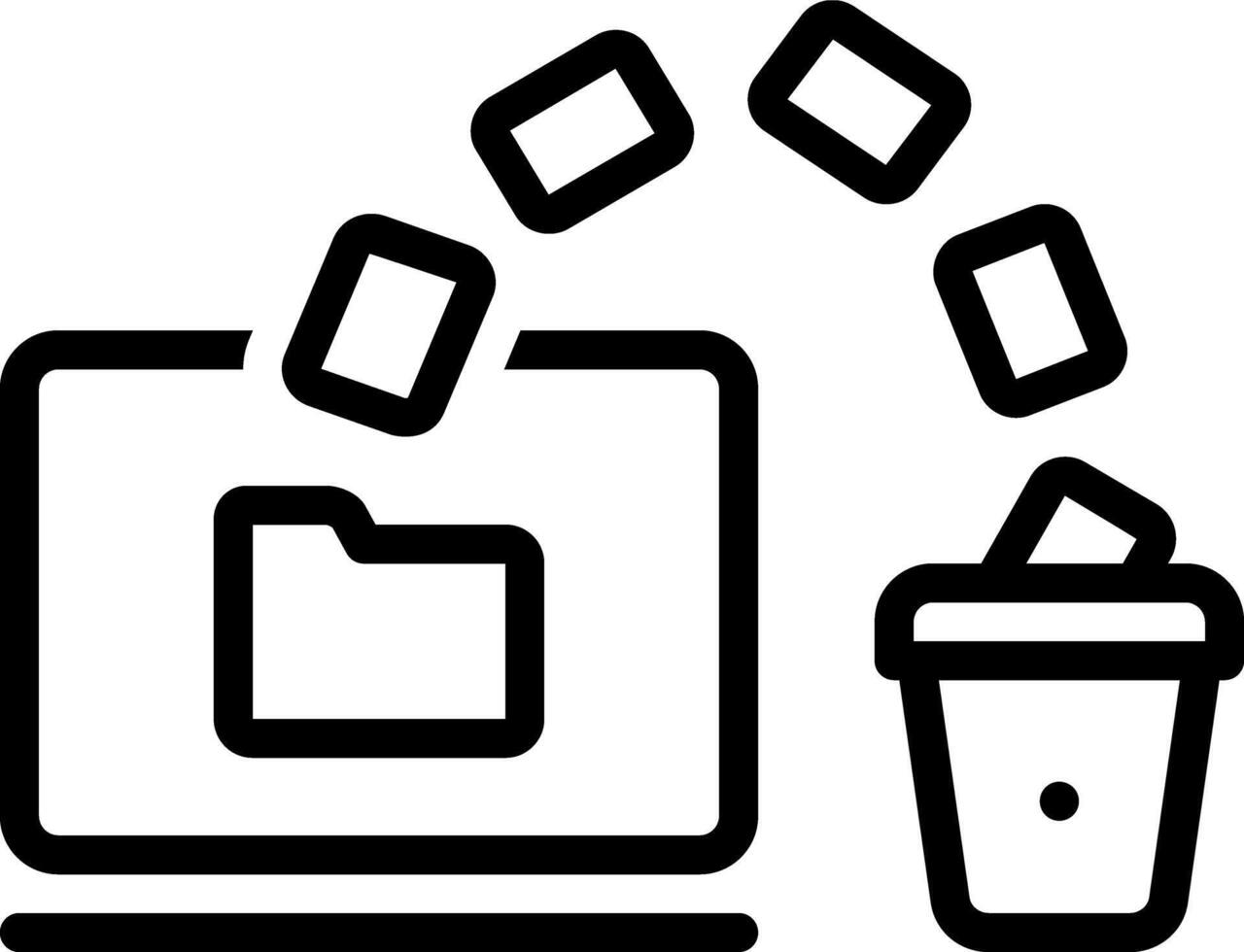 Black line icon for deleting vector