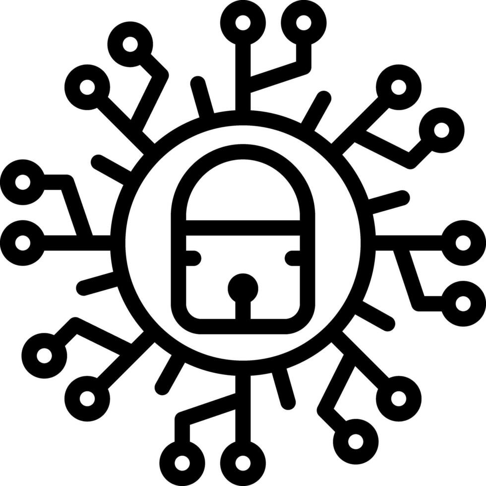 Black line icon for cyber security vector