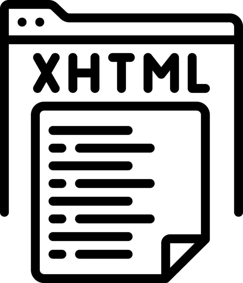 Black line icon for xhtml vector