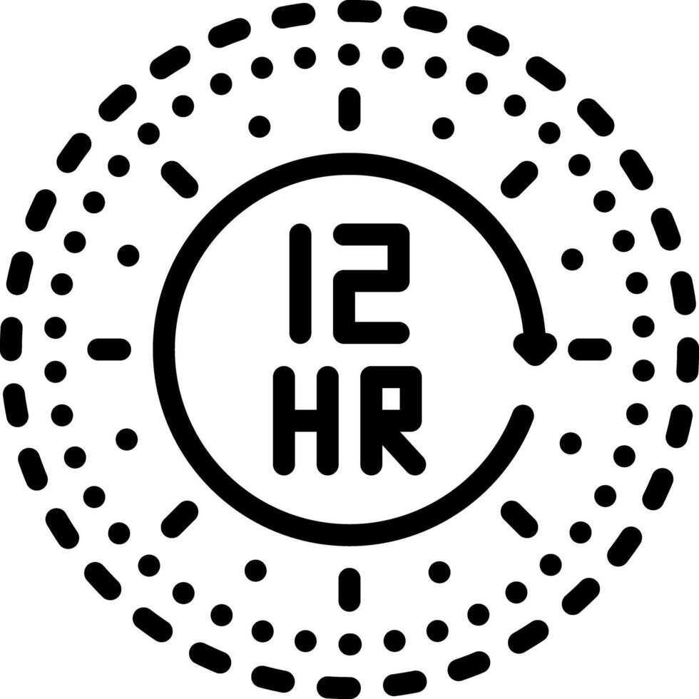 Black line icon for 12 hours vector