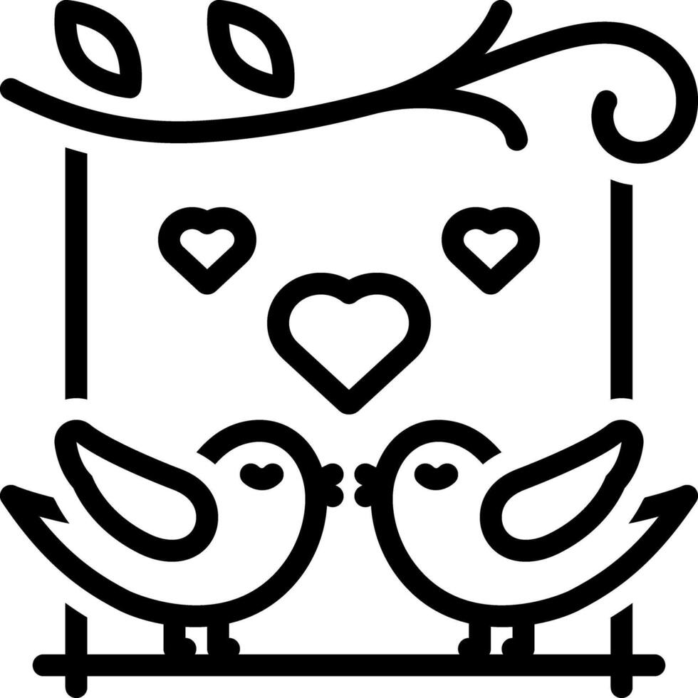 Black line icon for birds in love vector