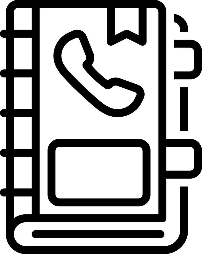 Black line icon for phone book vector