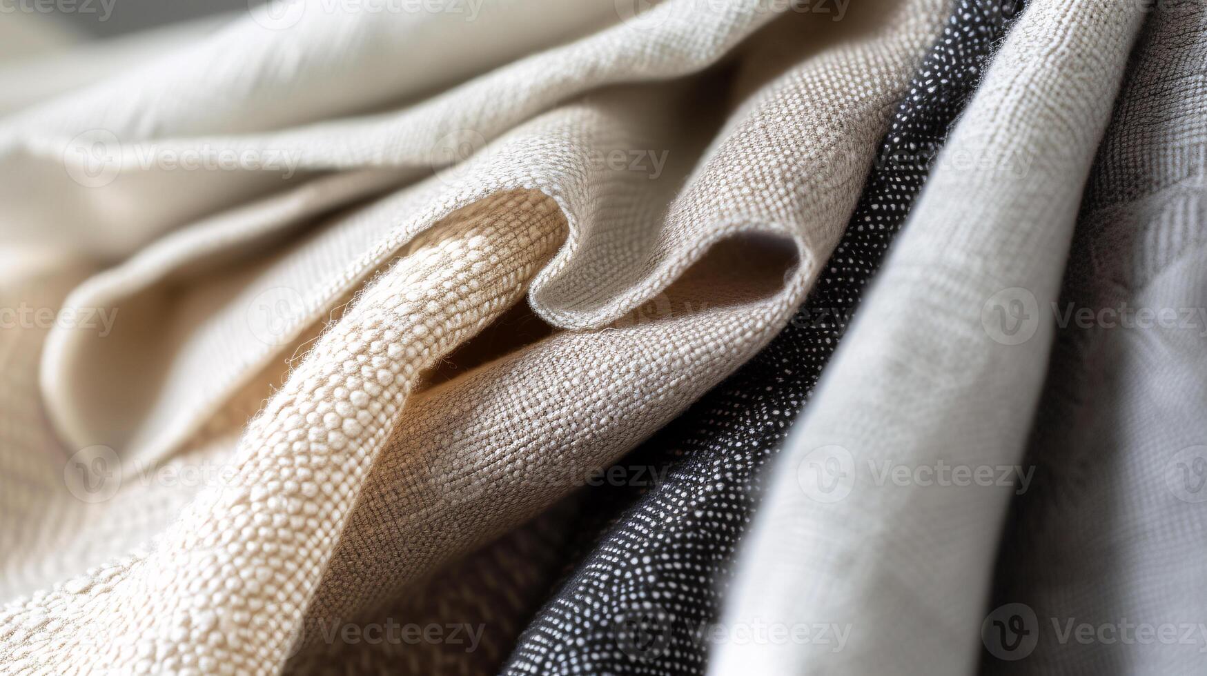 the tactile charm of a colored fabric textures, with a focus on neatly folded linen photo