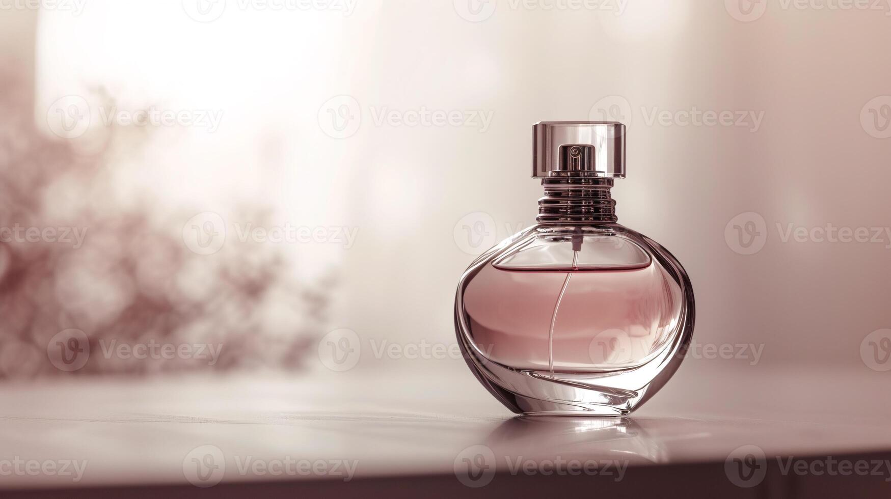 un elegante perfume botella, resplandeciente con sofisticación foto