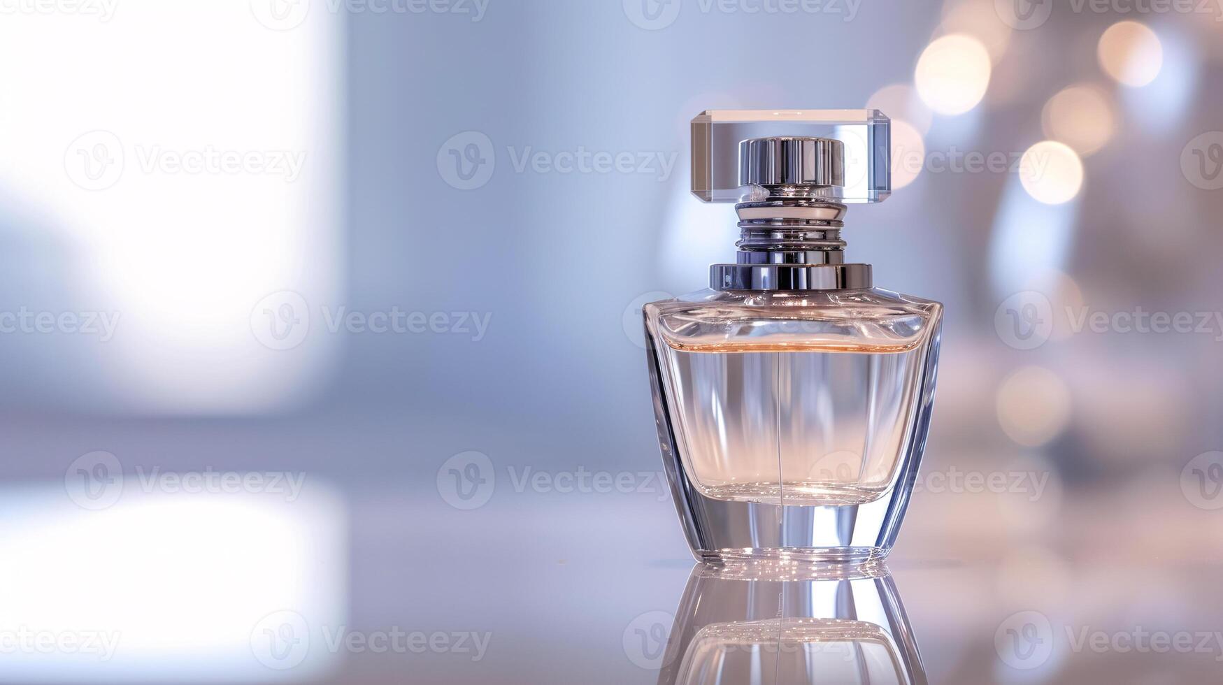 un elegante perfume botella, resplandeciente con sofisticación foto