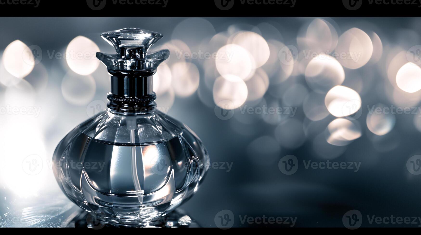 un elegante perfume botella, resplandeciente con sofisticación foto