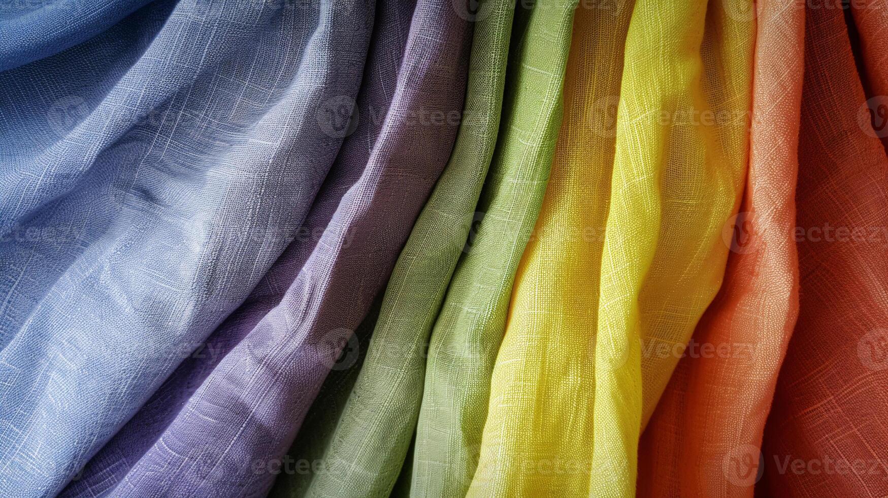 the tactile charm of a colored fabric textures, with a focus on neatly folded linen photo