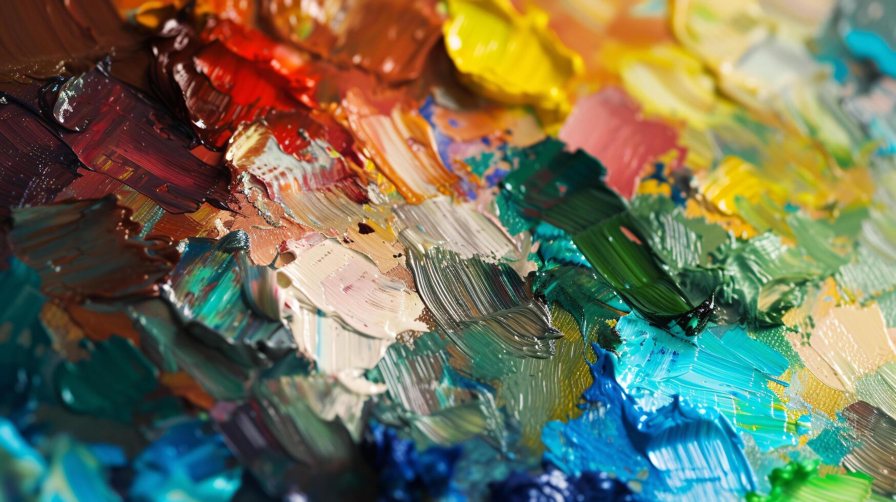 the tactile allure of an artist's palette, adorned with an array of vibrant paints photo
