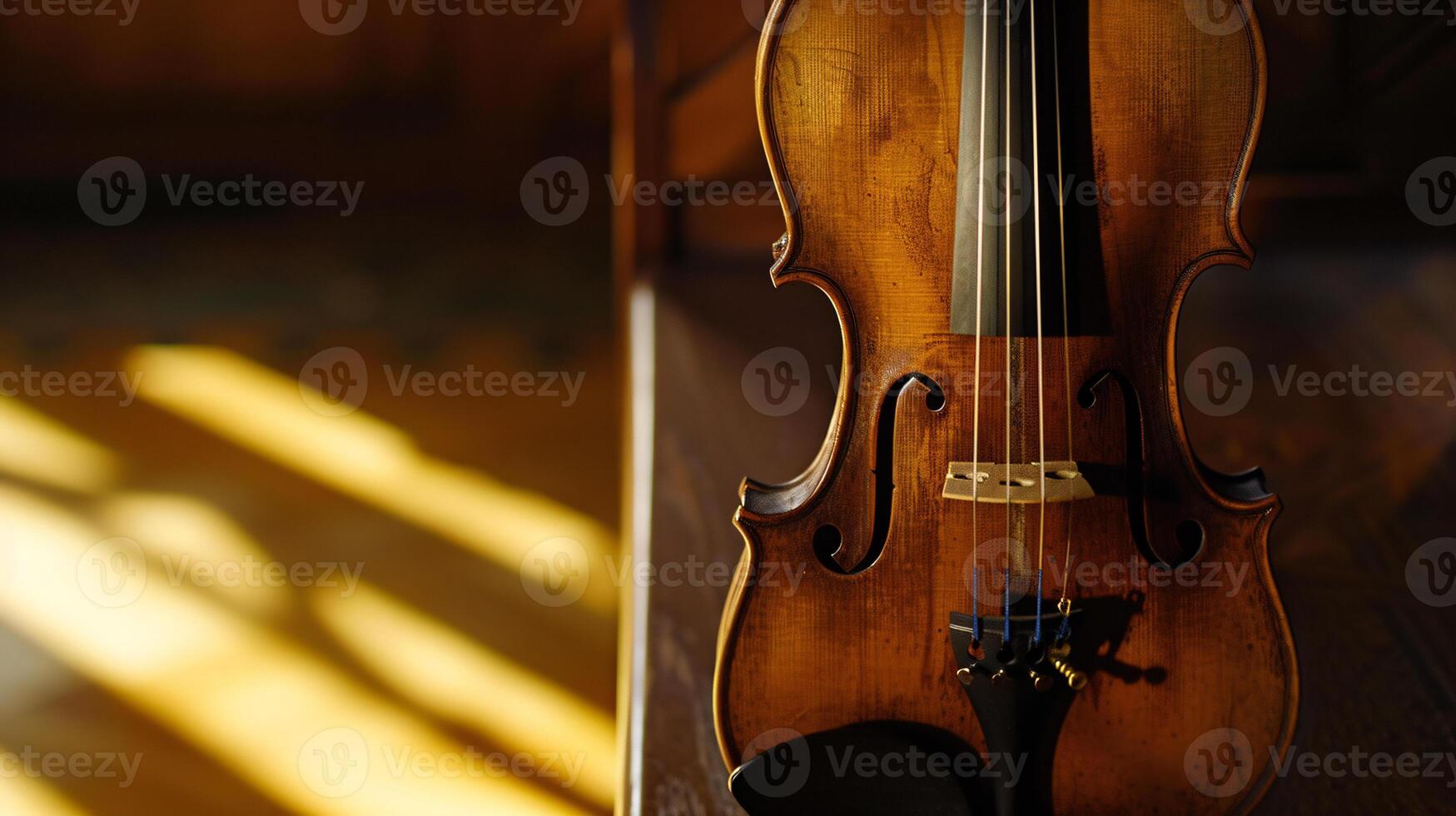 harmony of musical instruments, focusing on the elegant curves of a violin photo