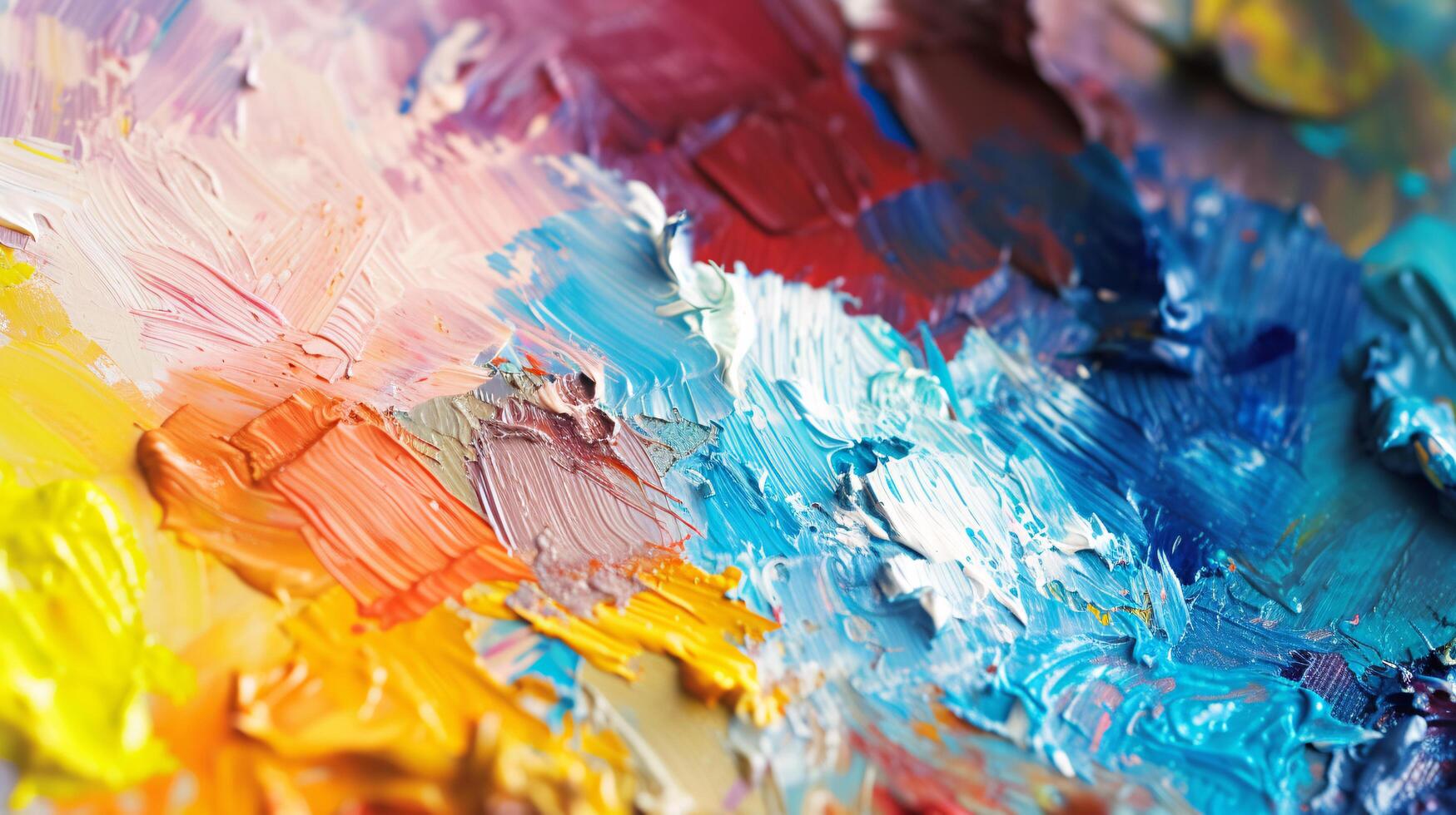 the tactile allure of an artist's palette, adorned with an array of vibrant paints photo