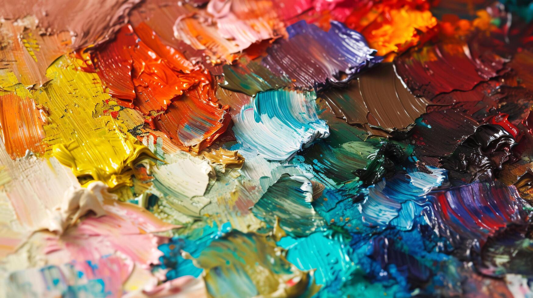 the tactile allure of an artist's palette, adorned with an array of vibrant paints photo