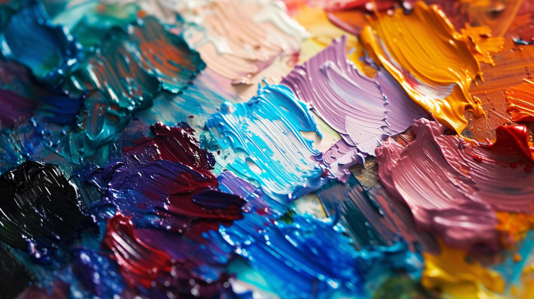 the tactile allure of an artist's palette, adorned with an array of vibrant paints photo