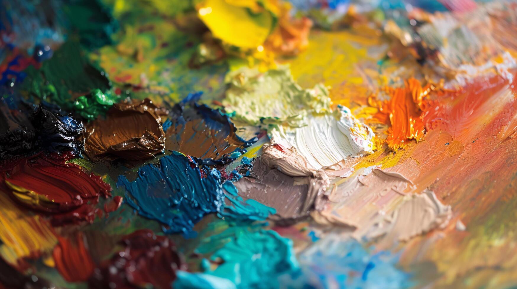 the tactile allure of an artist's palette, adorned with an array of vibrant paints photo