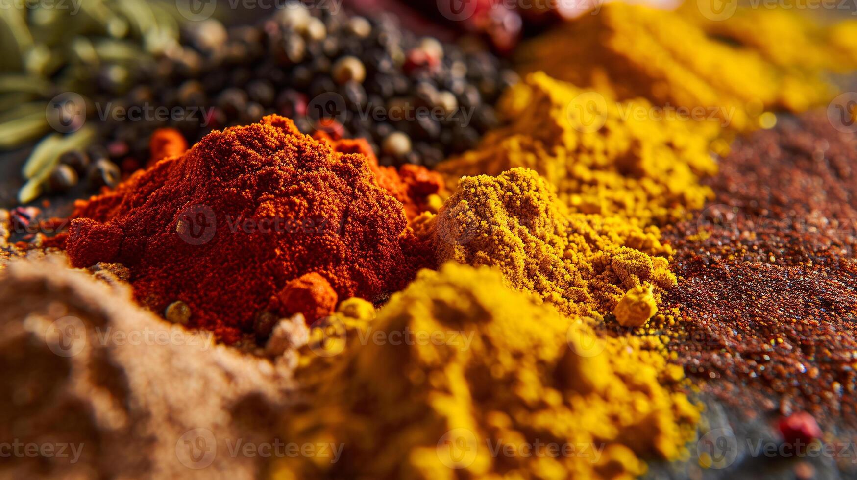 an assortment of whole spices, arranged in harmonious chaos photo