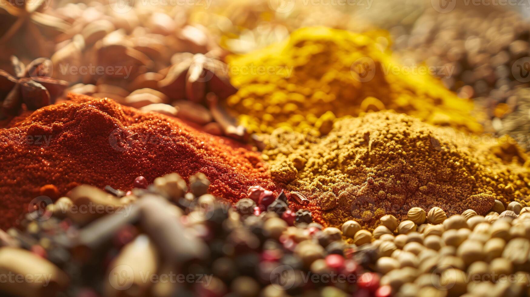 an assortment of whole spices, arranged in harmonious chaos photo