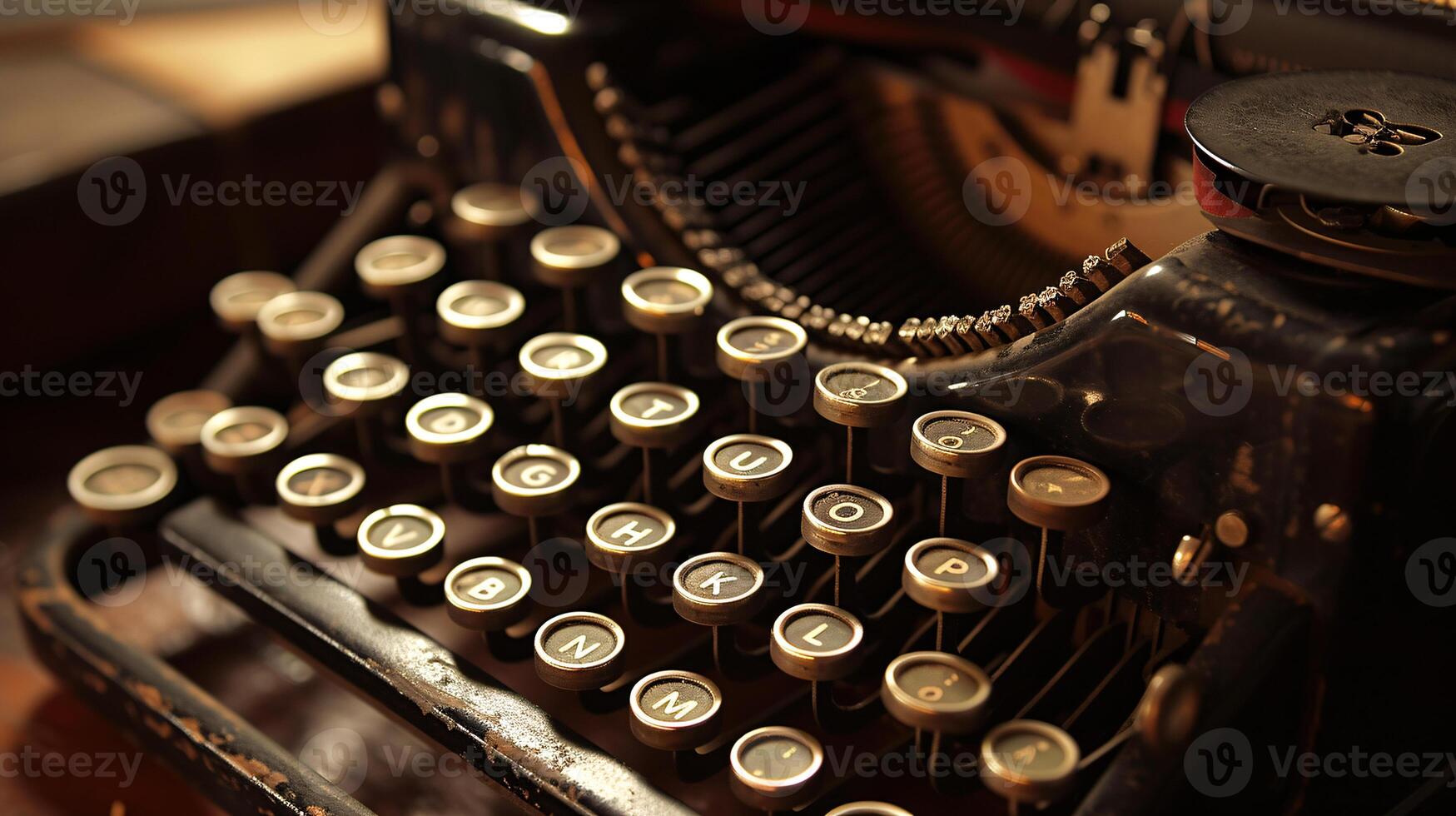 a vintage typewriter, bathed in soft, directional light photo