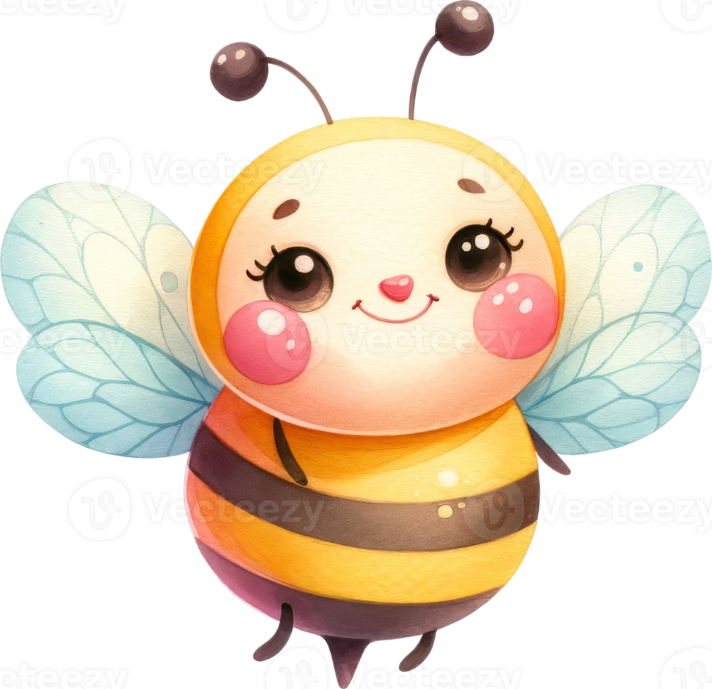 Adorable Bee Character with Big Sparkling Eyes png
