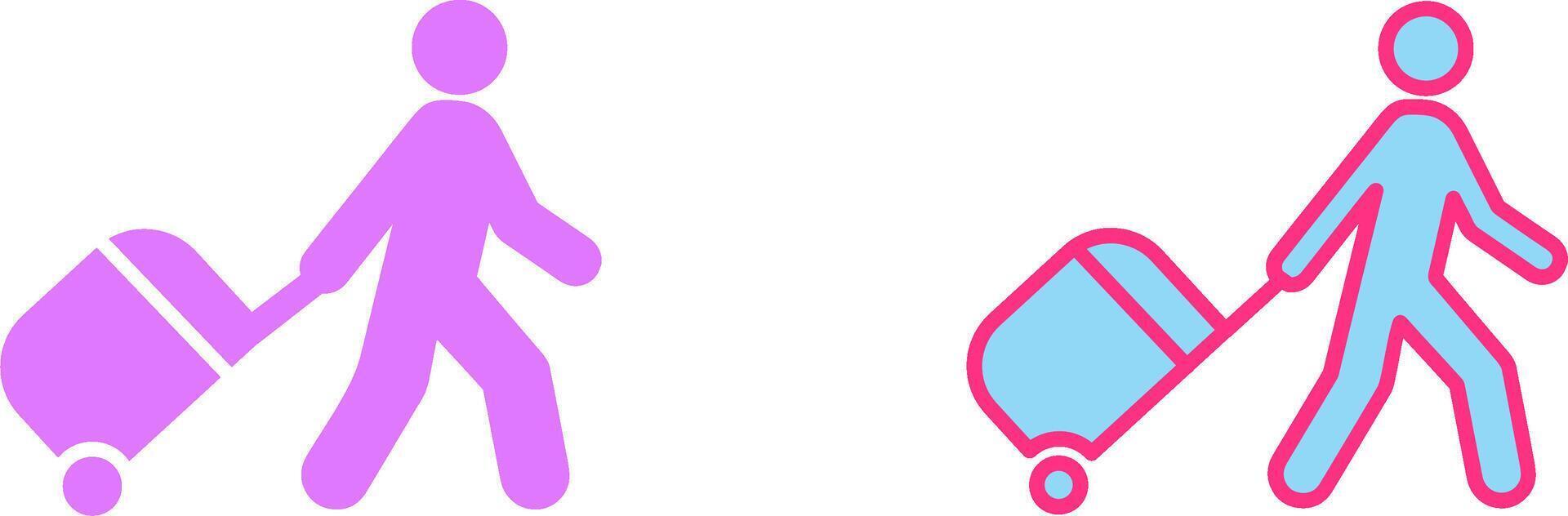 Walking With Luggage Icon vector