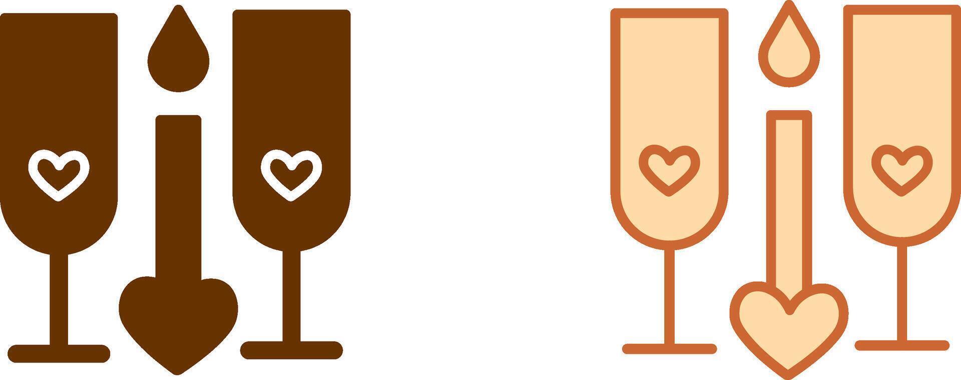 Two Glasses Romantic Icon vector