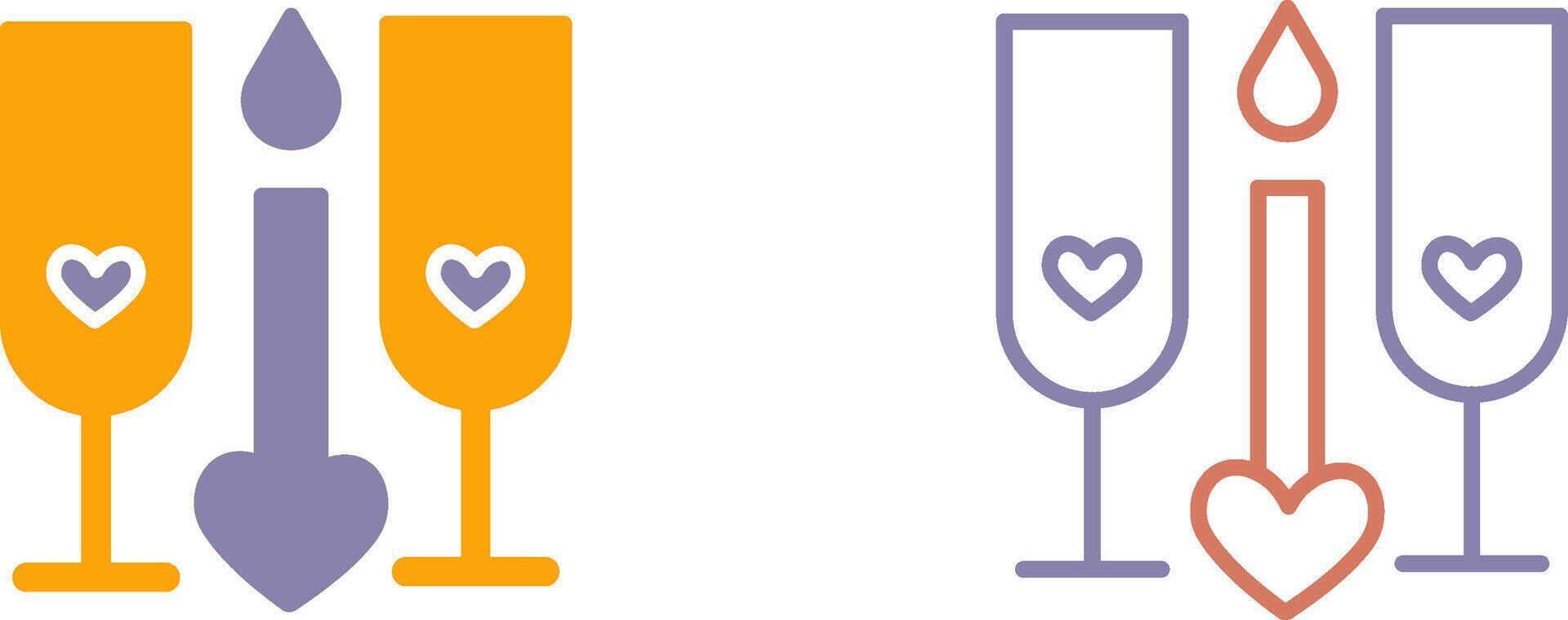 Two Glasses Romantic Icon vector