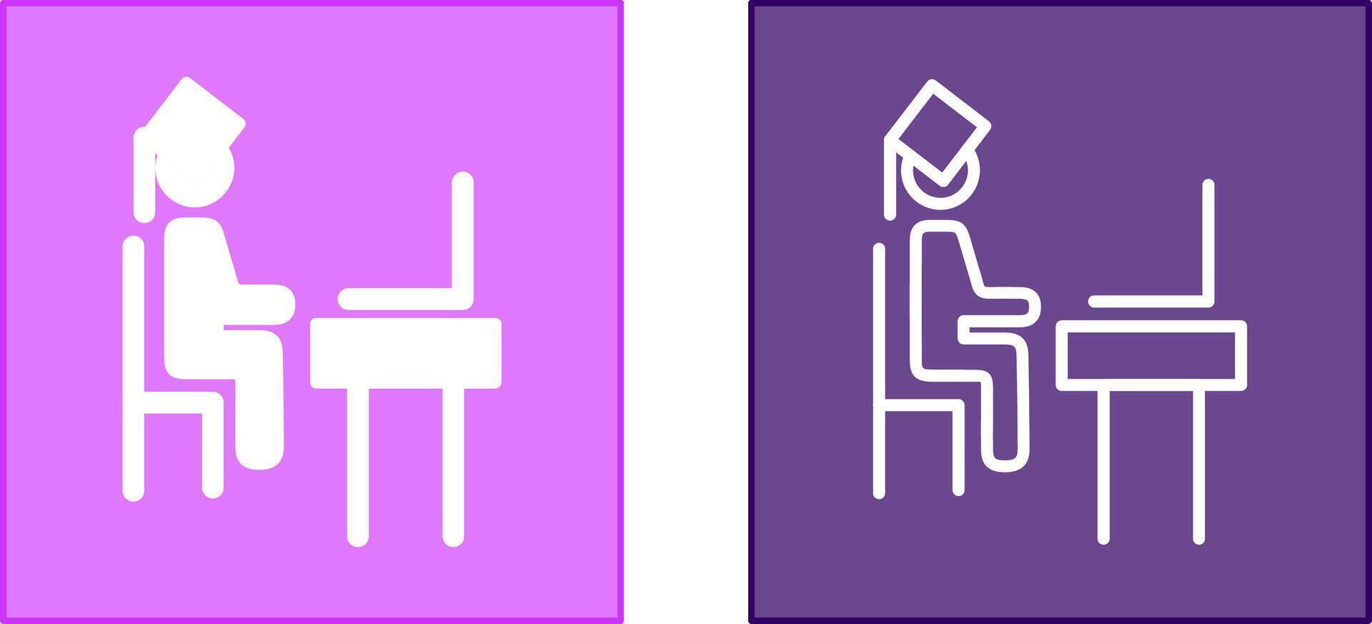 Student Using Laptop Icon vector
