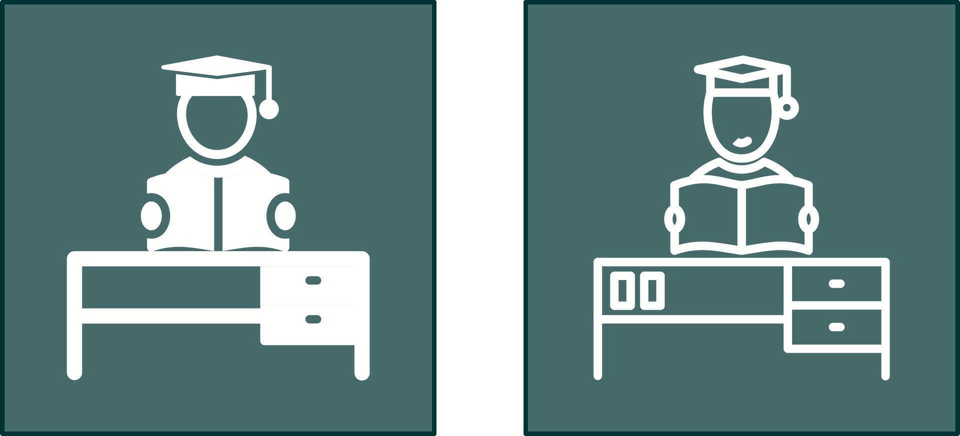 Studying on Desk II Icon vector