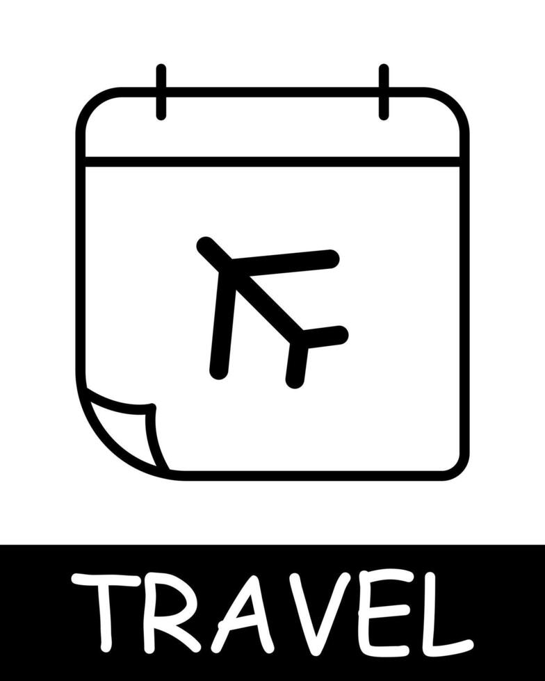 Calendar icon. Airplane, waiting for a flight, travel, enjoy moments of peace and quiet, tranquility and solitude, hobby, recreation. Tourism and wandering concept. vector