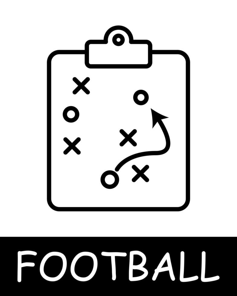 Football, plan, board icon. Ball, strategy, kick, outdoor activity, useful hobby, recreation, sports equipment and leisure activity. Healthy lifestyle concept. vector