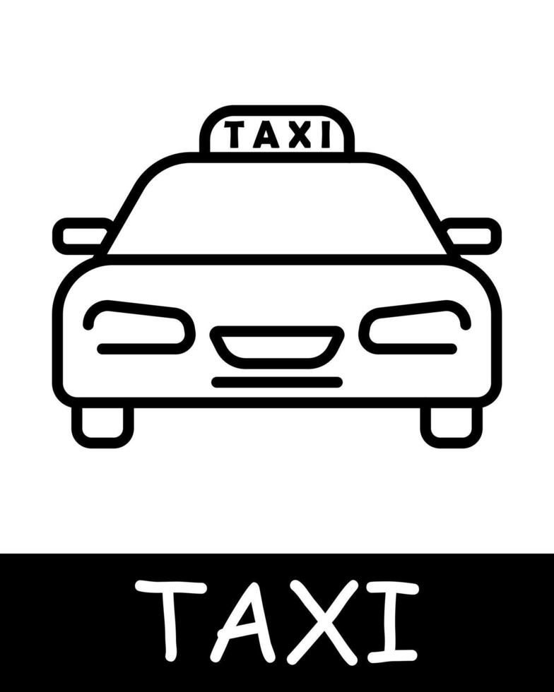 Car, taxi icon. Machine, headlights, vehicle, taxi sign, silhouette, simplicity, convenience and efficiency in transportation. Concept of easy access to transportation services. vector