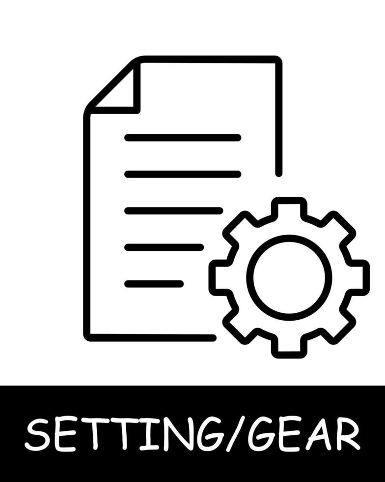 File, folder, gear icon. File system, text, data, services, tuning, offer users the ability to customize their experience on the platform. Assistance in adjustments and optimization. vector