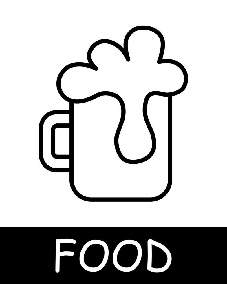 Beer mug icon. Alcohol, cup, delicacy, gourmet craftsmanship and culinary creativity, simplicity, silhouette, snack, exquisite cuisine. Delicious and unusual food concept. vector