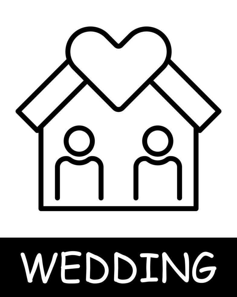 House icon. Beauty, fate, relationships, cohabitation, heart, love, fun, silhouette, simplicity, solemnity and celebration. The concept of marriage, a fateful decision. vector